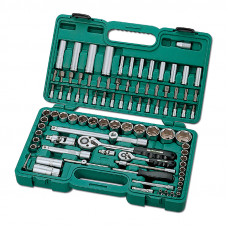 Набор инструмента 1/4" и 1/2" в пластиковом чемодане, 94 предмета, HONITON 402094B