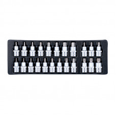 Набор насадок 1/2" в ложементе (6-гранные, TORX, М), 23 предмета, HONITON IK-SKB400230